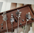 Vintage Handcrafted Ink Floral Tassel Hairpin