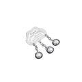 Ornate silver-tone pendant with embossed motif and three dangling round charms